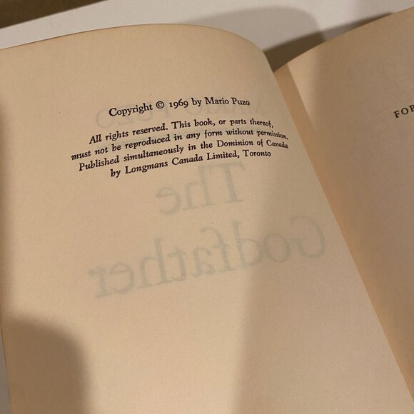 The‎ Godfather by Mario Puzo 1969 Hardcover – Possible 1st Edition, Rare Book - Picture 8 of 8